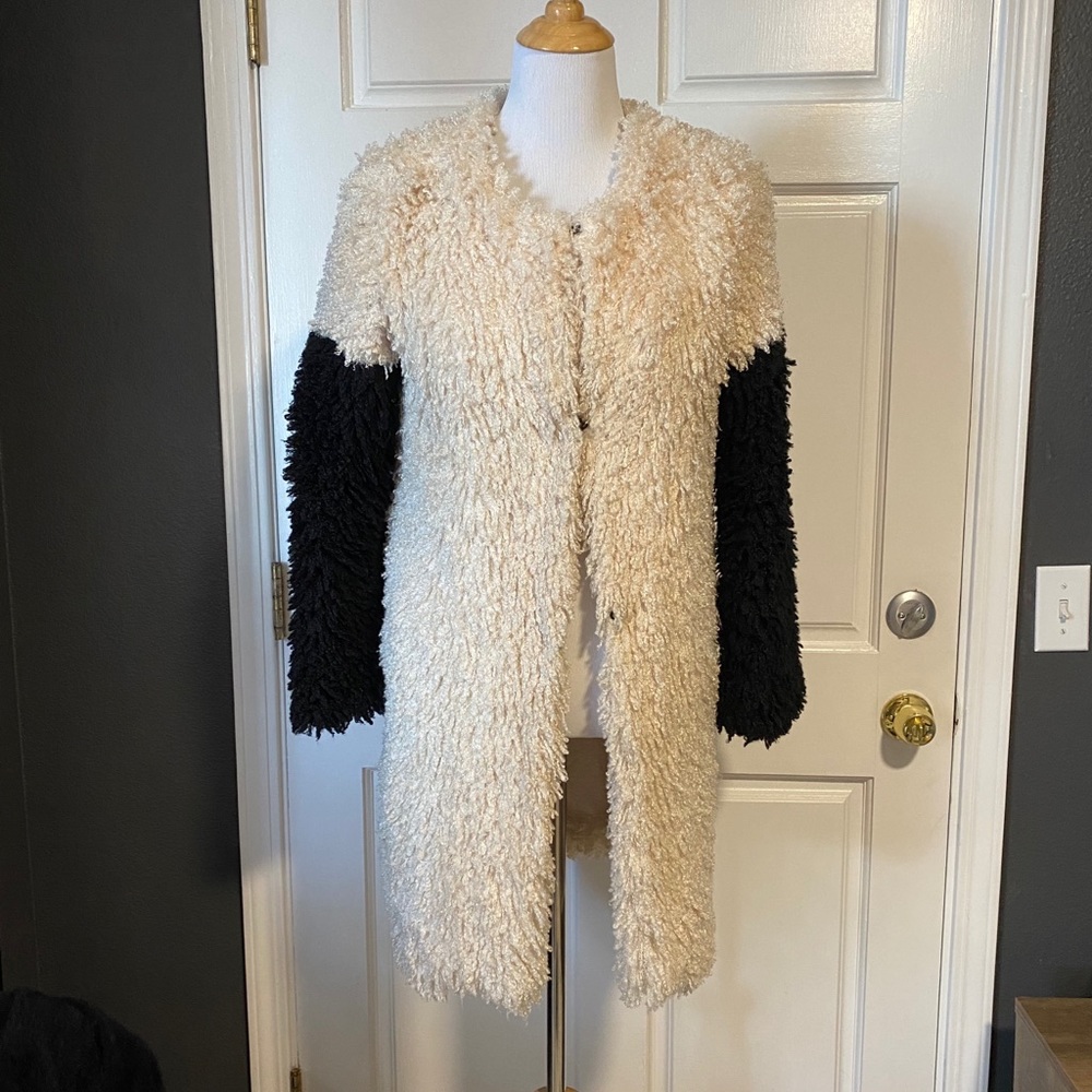 Black and cream teddy coat